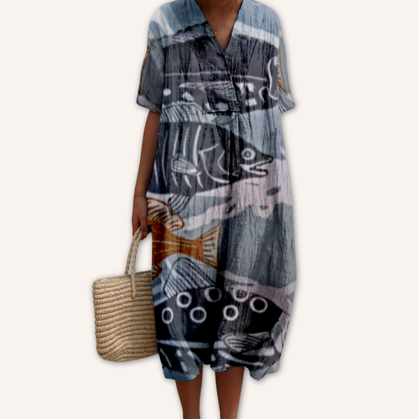 Gabriela｜Vestido con estampado marino